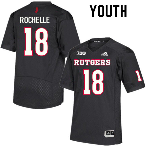 Youth #18 Rashad Rochelle Rutgers Scarlet Knights College Football Jerseys Sale-Black - Click Image to Close
